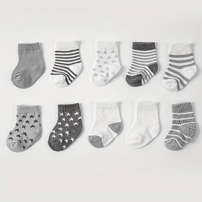 🧦 Pack de 5 Medias Rayadas con Estrellas – Primavera/Otoño, para Bebé bebe NovaVitalShop 0-6months