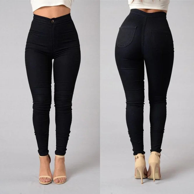 Jeans Skinny Mujer – Tiro Alto, Blanco & Negro, Estilo Vintage Sexy Casual (XS–2XL) Jeans Skinny Mujer NovaVitalShop