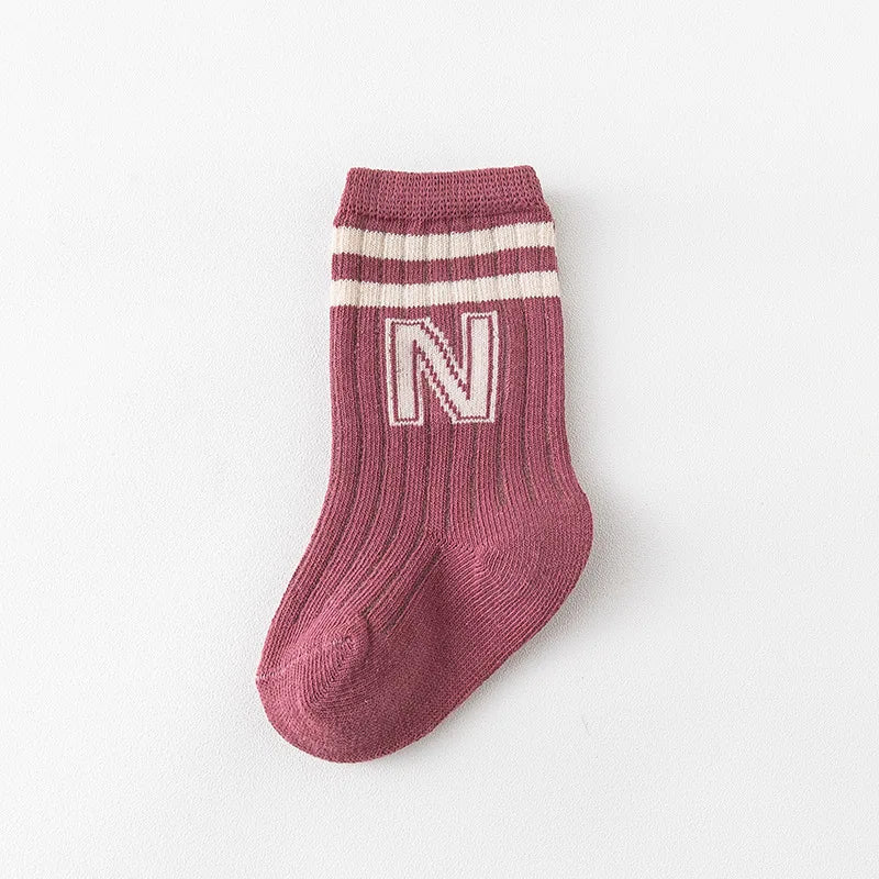 🧦 Medias Largas con Letras para Bebé – Algodón Suave, Unisex, Moda Infantil bebe NovaVitalShop claret-red 3-5 Years (L)