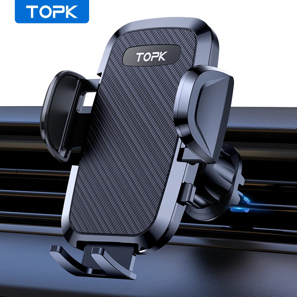Soporte de Teléfono para Auto TOPK – Montaje por Gravedad en Ventilación de Aire (Compatible con iPhone y Android, 360°) auto NovaVitalShop For Air Vent