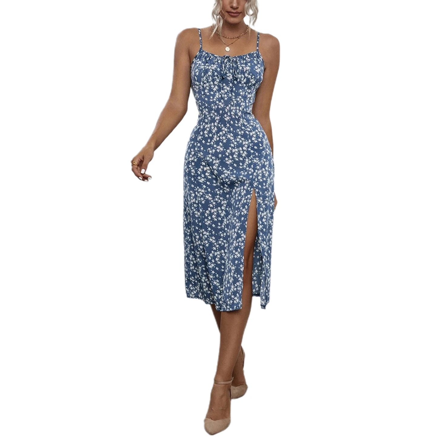 🌺 Vestido Floral de Verano – Tirantes Finos y Abertura Sexy leggings mujer NovaVitalShop C S