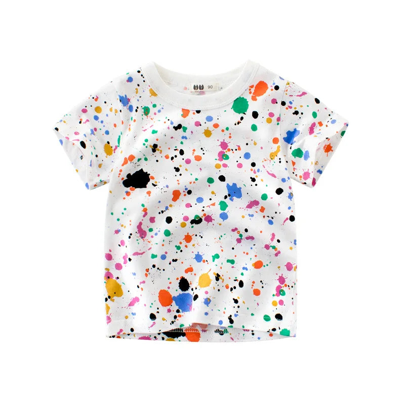 👕 Camisetas Infantiles de Verano OLEKID 2025 – Estampado de Dibujos Animados, Manga Corta, Niños 2–8 Años