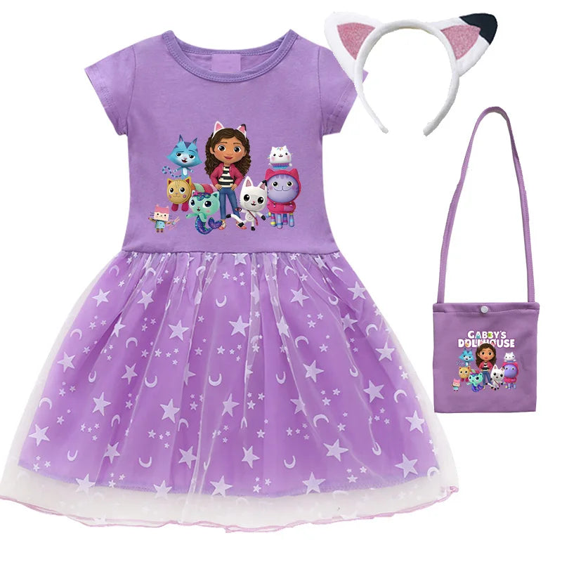 👗 Vestido de Verano Gabby’s Dollhouse – Princesa, Cosplay, con Bolso y Diadema Vestidos Infantiles NovaVitalShop Dress B H 2 CHINA 120