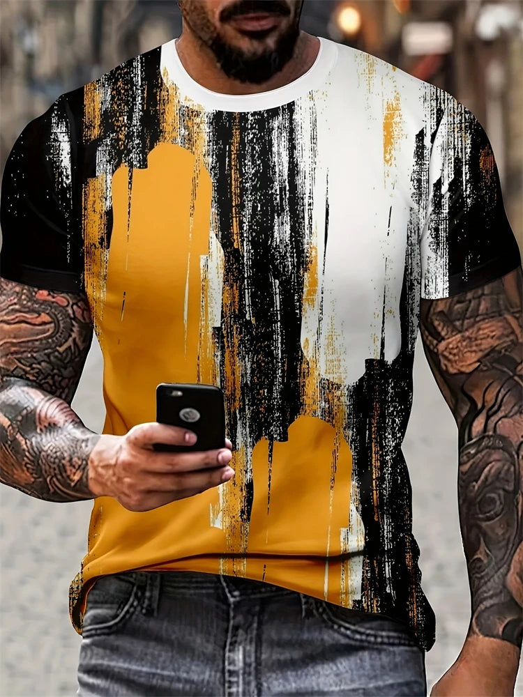 Camiseta VitalClassic Hombre – Oversized, Rayas Modernas, Cuello Redondo, Estilo Casual Verano Transpirable (S–2XL) Camisetas Vintage NovaVitalShop F202502250991574 S