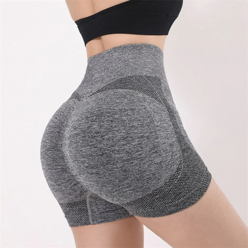 Shorts Deportivos para Mujer – Cintura Alta, Diseño Sin Costuras y Soporte Anatómico Acesorios Fitnees NovaVitalShop Grey L-XL (65-90kg)