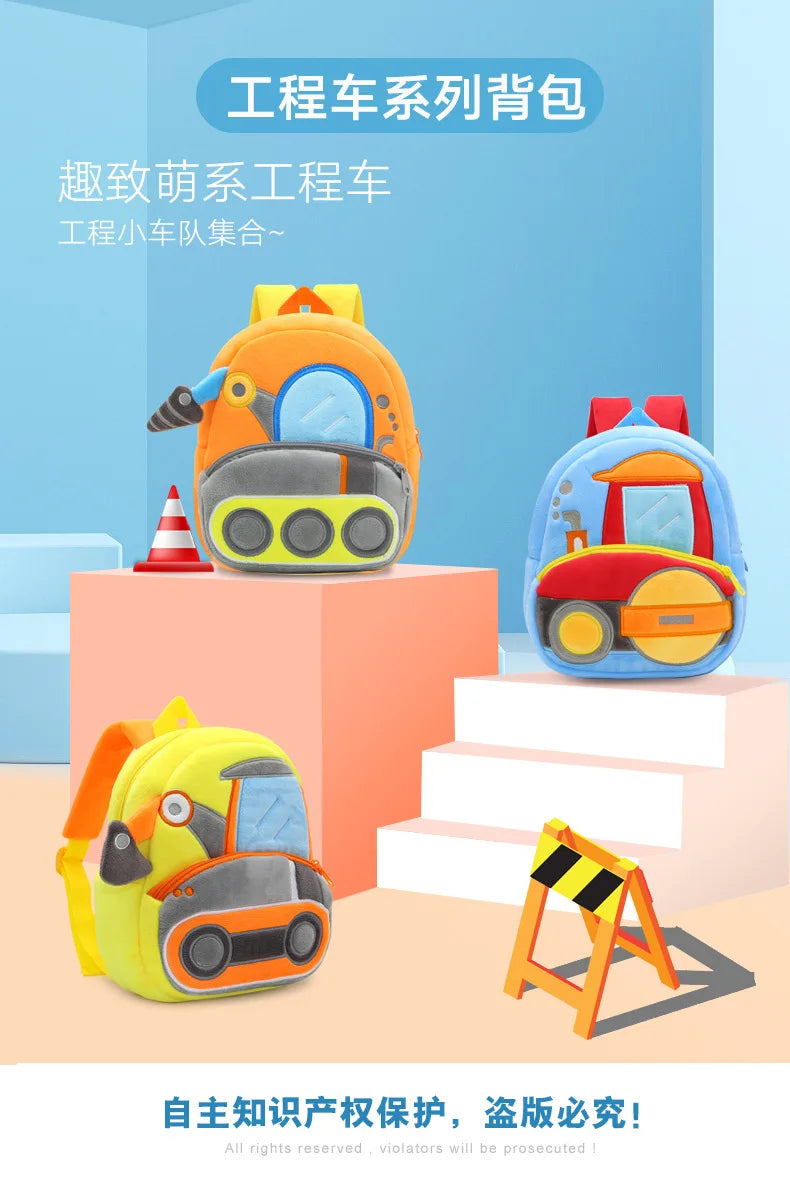 Mochila Infantil 3D Excavadora – Vehículo de Ingeniería para Niños 2–4 Años (Espalda Reforzada) accesorios NovaVitalShop