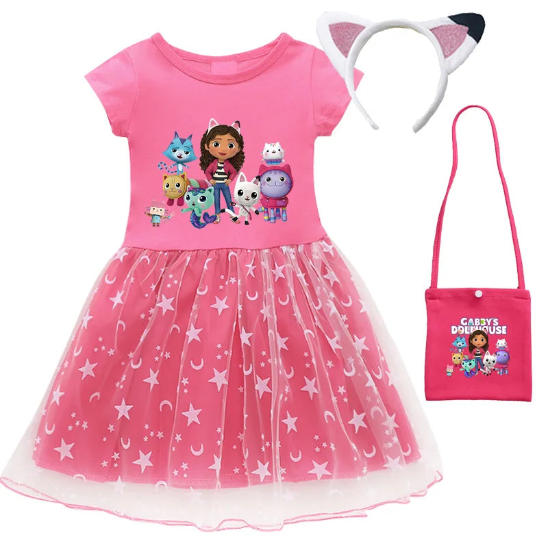 👗 Vestido de Verano Gabby’s Dollhouse – Princesa, Cosplay, con Bolso y Diadema Vestidos Infantiles NovaVitalShop Dress B H 1 CHINA 110
