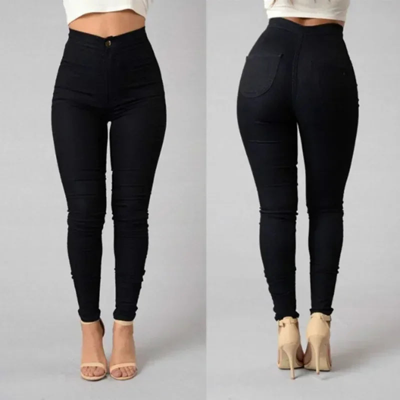 Jeans Skinny Mujer – Tiro Alto, Blanco & Negro, Estilo Vintage Sexy Casual (XS–2XL) Jeans Skinny Mujer NovaVitalShop black S