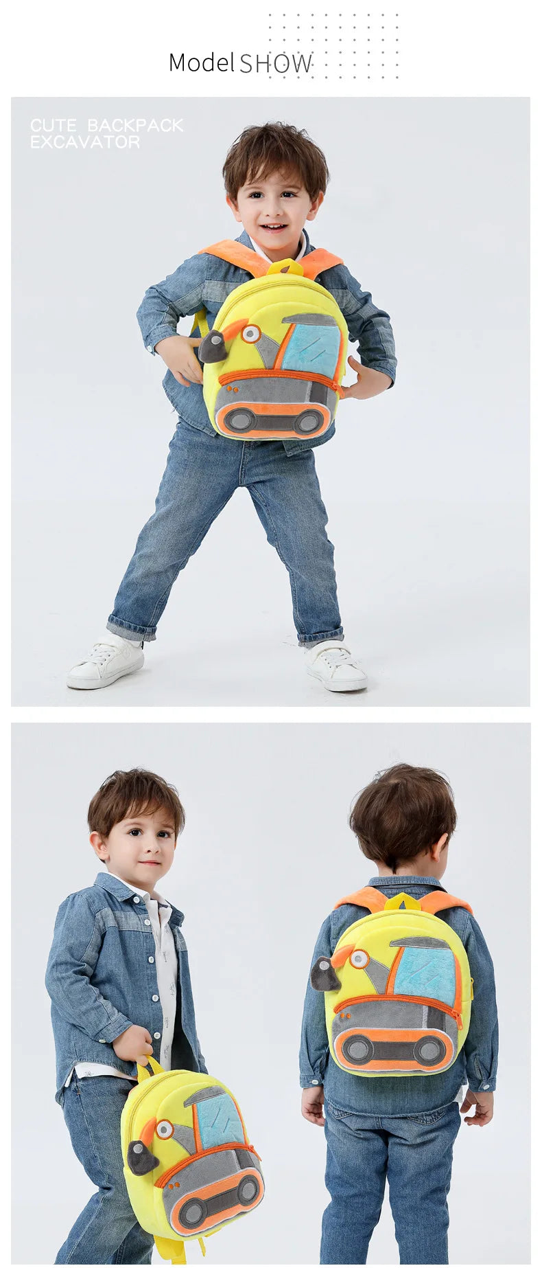 Mochila Infantil 3D Excavadora – Vehículo de Ingeniería para Niños 2–4 Años (Espalda Reforzada) accesorios NovaVitalShop