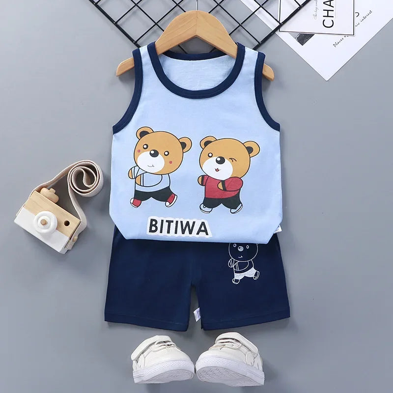 👕 Conjunto de Verano para Bebé – Camiseta y Shorts, Estilo Deportivo Unisex