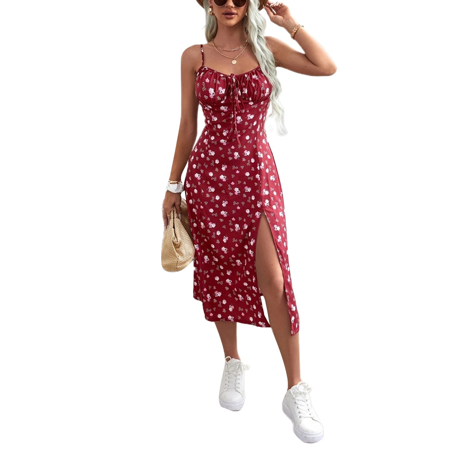 🌺 Vestido Floral de Verano – Tirantes Finos y Abertura Sexy leggings mujer NovaVitalShop A S