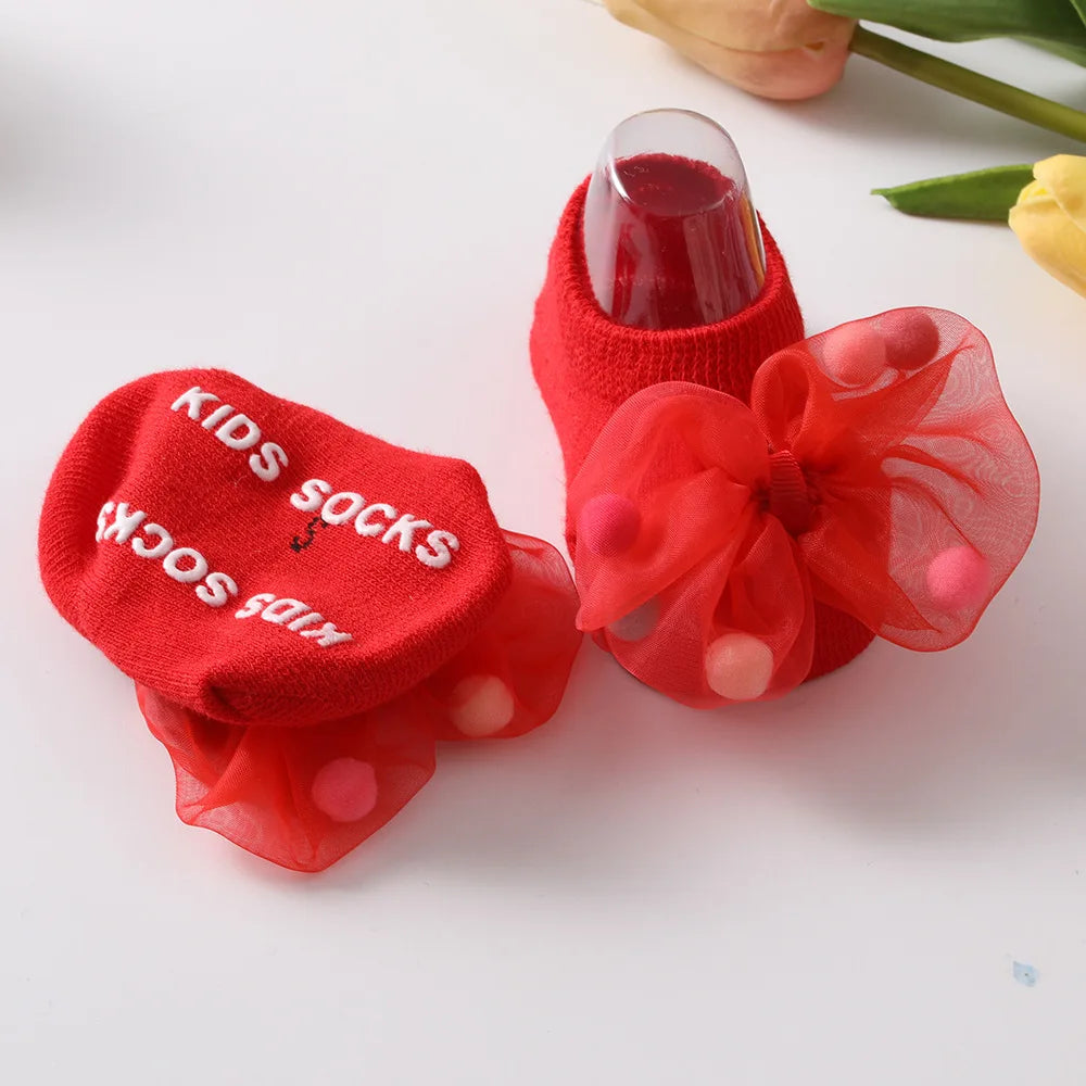 🧦 Medias Antideslizantes para Bebé – Algodón Suave, Moño Decorativo, Primavera/Otoño bebe NovaVitalShop