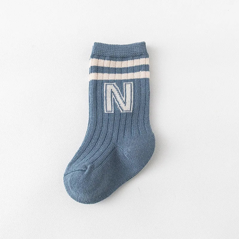 🧦 Medias Largas con Letras para Bebé – Algodón Suave, Unisex, Moda Infantil bebe NovaVitalShop blue 1-3 Years (M)
