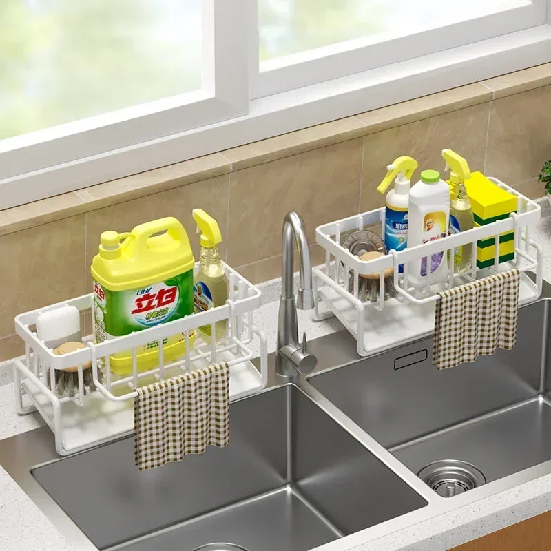 Estante de Cocina Multifuncional – Organizador de Trapos, Especias y Escurridor sin Taladro | Accesorio para Fregadero y Grifo Organizadores de cocinas NovaVitalShop
