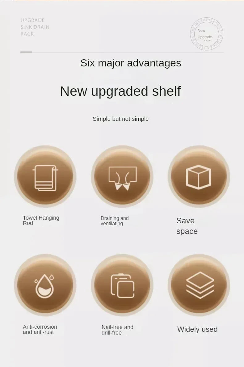 Estante de Cocina Multifuncional – Organizador de Trapos, Especias y Escurridor sin Taladro | Accesorio para Fregadero y Grifo Organizadores de cocinas NovaVitalShop