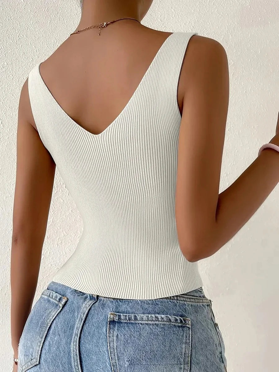 Summer Seduction: Crop Top Acanalado con Cordón Crop Tops / Camisetas de mujer sin mangas NovaVitalShop