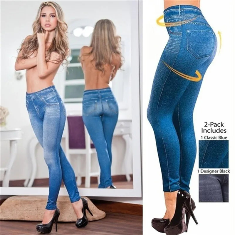 Leggings NovaVital Mujer – Imitación Denim, Tiro Alto, Elásticos y Moldeadores (S–2XL) leggings mujer NovaVitalShop