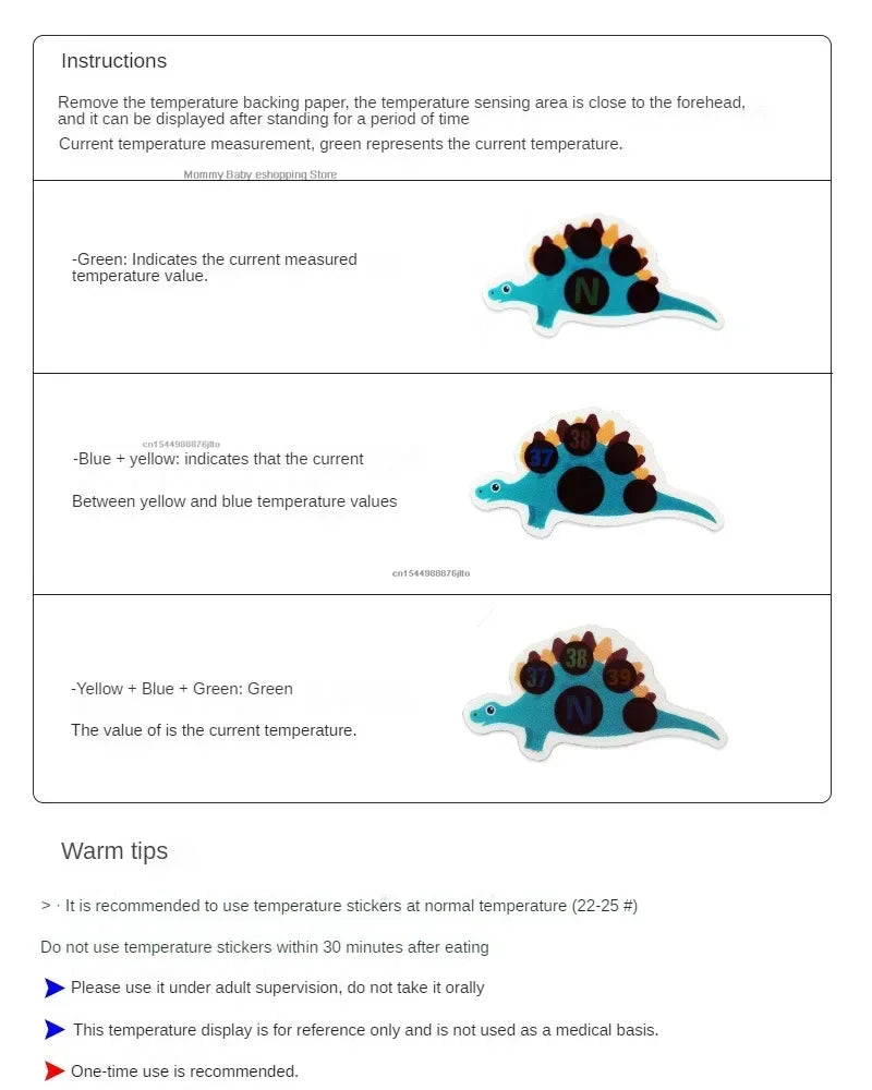 Termómetro Adhesivo Reutilizable para Niños – LCD, Frontal, 5/10 Piezas Termómetro reutilizable para bebé NovaVitalShop