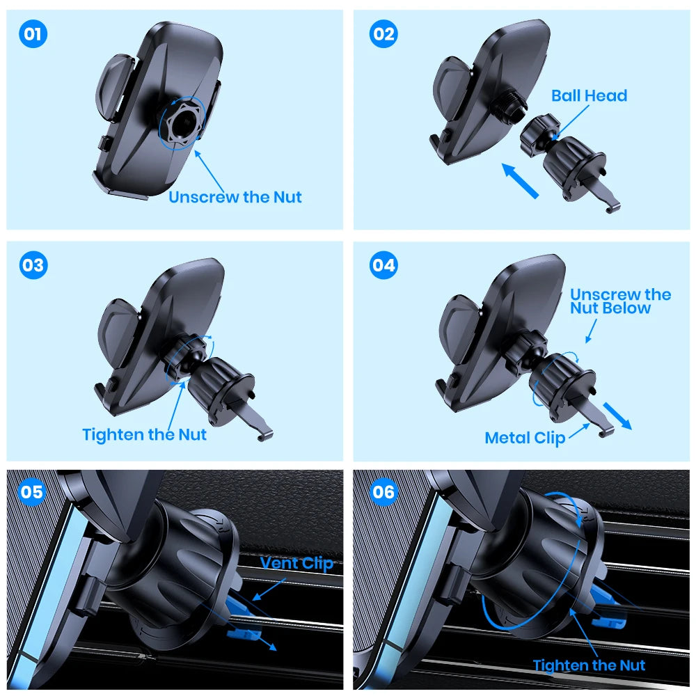 Soporte de Teléfono para Auto TOPK – Montaje por Gravedad en Ventilación de Aire (Compatible con iPhone y Android, 360°) auto NovaVitalShop