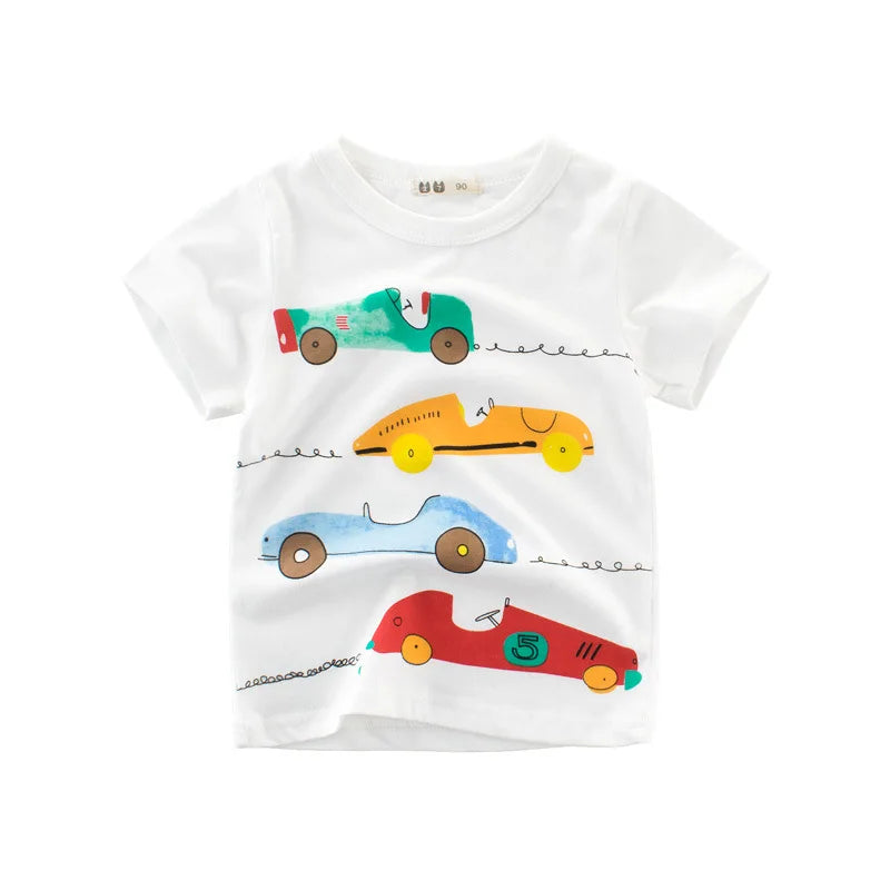 👕 Camisetas Infantiles de Verano OLEKID 2025 – Estampado de Dibujos Animados, Manga Corta, Niños 2–8 Años