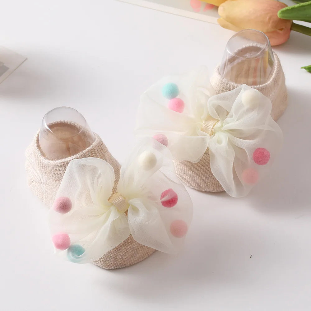 🧦 Medias Antideslizantes para Bebé – Algodón Suave, Moño Decorativo, Primavera/Otoño bebe NovaVitalShop