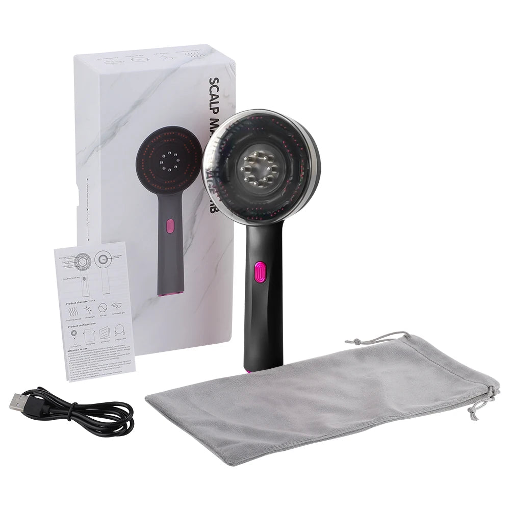 Peine Eléctrico Terapéutico con Luz Infrarroja – 3 Modos, Masaje Capilar y Aplicador de Aceite (USB Recargable) accesorios NovaVitalShop Purple CHINA