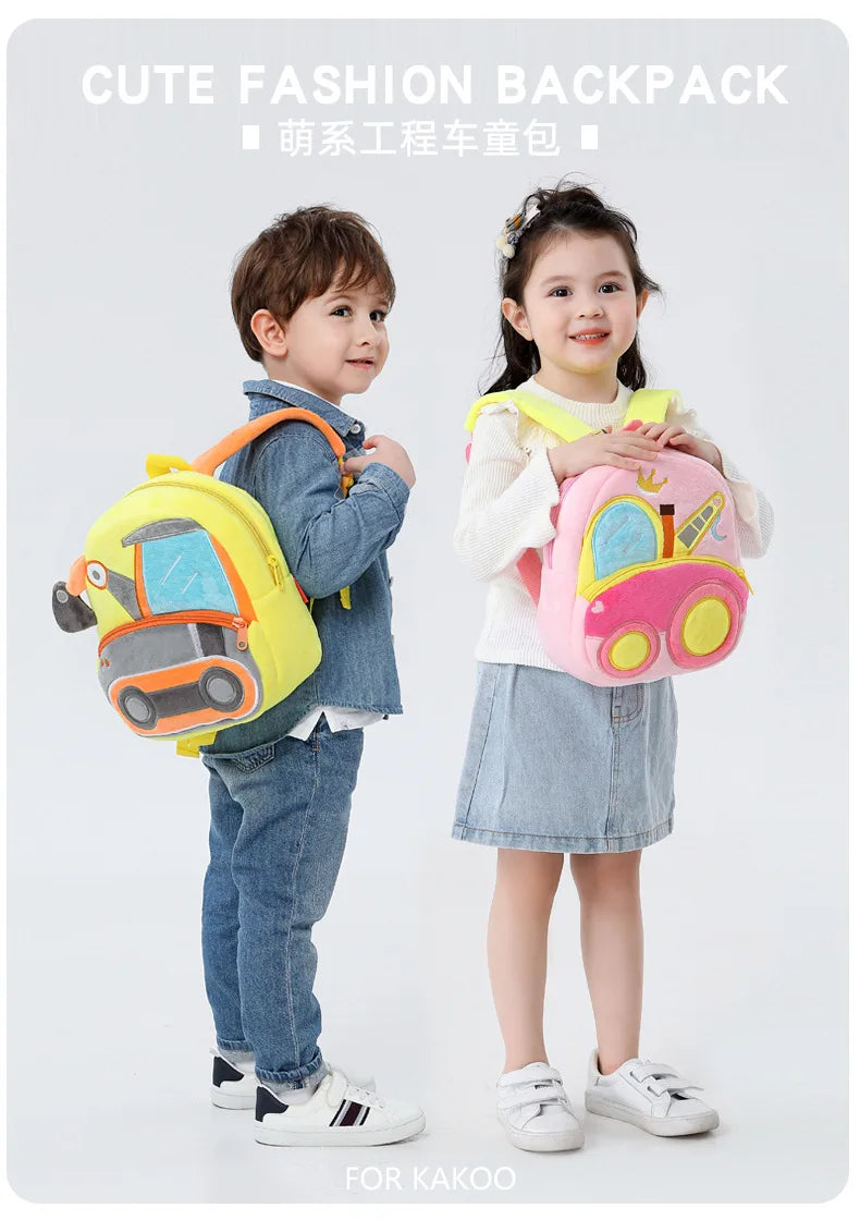 Mochila Infantil 3D Excavadora – Vehículo de Ingeniería para Niños 2–4 Años (Espalda Reforzada) accesorios NovaVitalShop