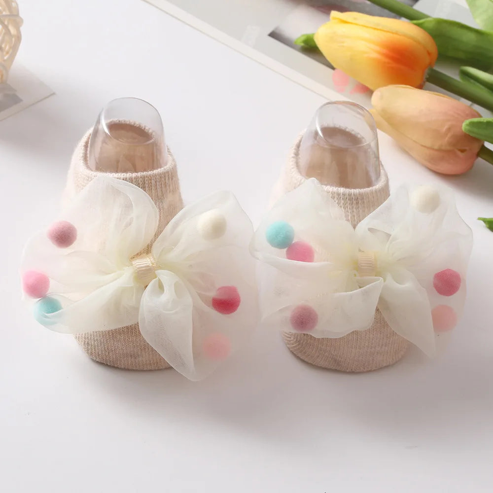 🧦 Medias Antideslizantes para Bebé – Algodón Suave, Moño Decorativo, Primavera/Otoño bebe NovaVitalShop