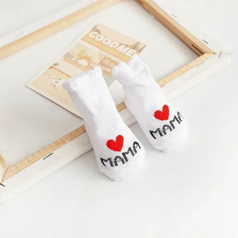 🧦 Medias Suaves con Letras para Bebé – Primavera/Verano, Algodón, Unisex