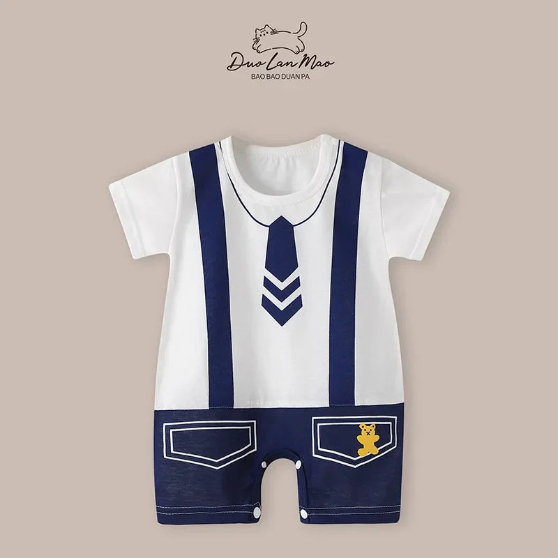 👶 Enteritos de Verano para Bebés – Diseño Cartoon, Manga Corta, 0–2 Años bebe NovaVitalShop DP pocket tie 3M