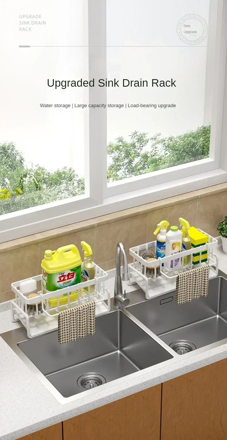 Estante de Cocina Multifuncional – Organizador de Trapos, Especias y Escurridor sin Taladro | Accesorio para Fregadero y Grifo Organizadores de cocinas NovaVitalShop