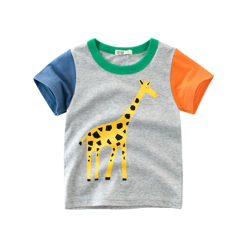 👕 Camisetas Infantiles de Verano OLEKID 2025 – Estampado de Dibujos Animados, Manga Corta, Niños 2–8 Años