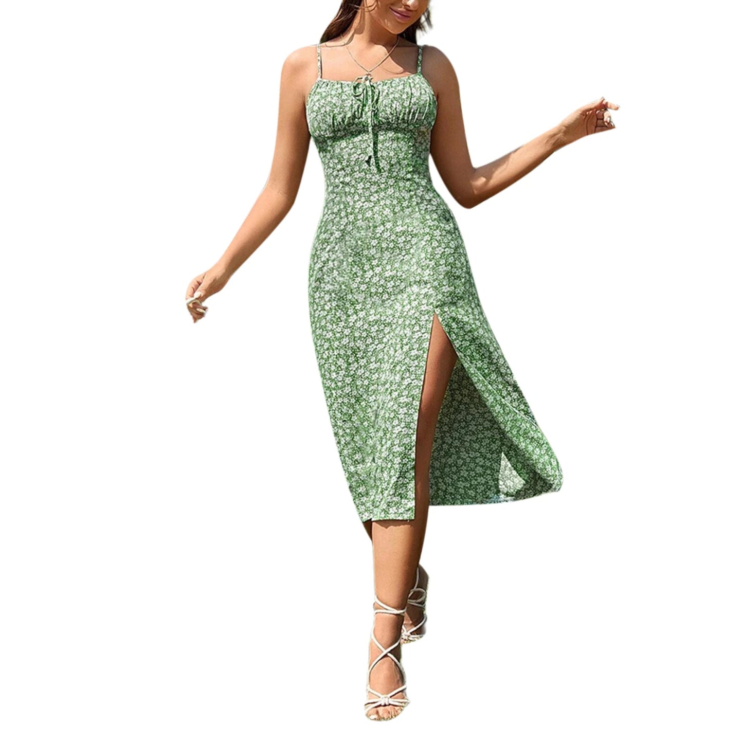 🌺 Vestido Floral de Verano – Tirantes Finos y Abertura Sexy leggings mujer NovaVitalShop B S