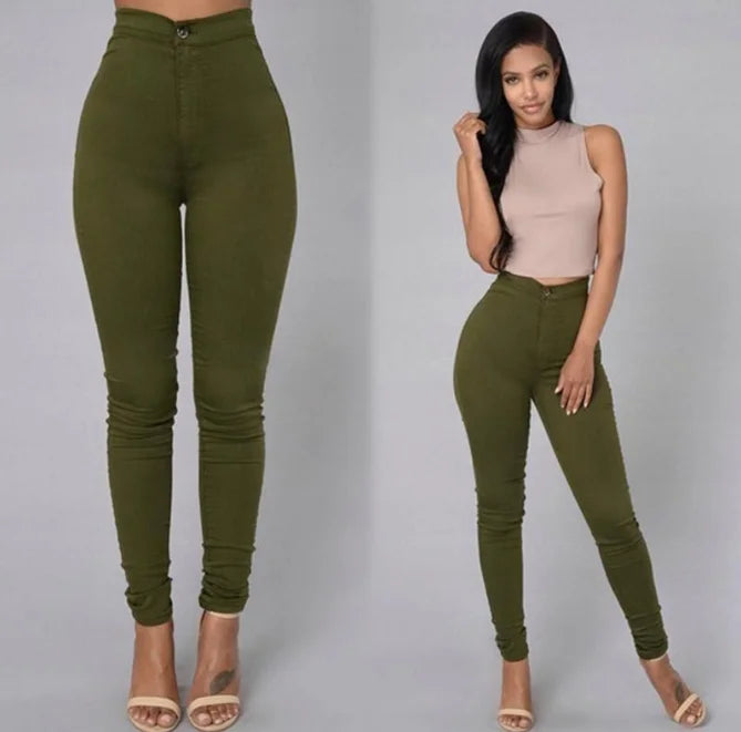 Jeans Skinny Mujer – Tiro Alto, Blanco & Negro, Estilo Vintage Sexy Casual (XS–2XL) Jeans Skinny Mujer NovaVitalShop