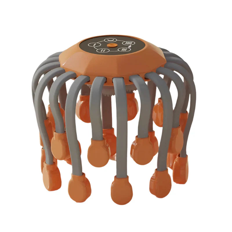 Masajeador de Cuero Cabelludo con 20 Puntas y Terapia de Luz Roja – Estilo Pulpo, Color Naranja Health & Beauty > Massage OBA