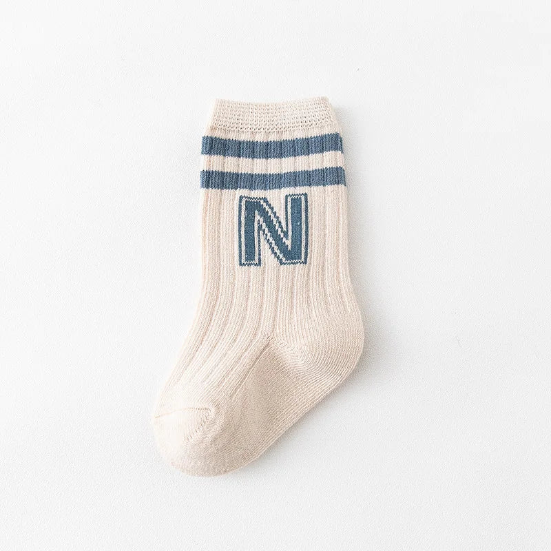 🧦 Medias Largas con Letras para Bebé – Algodón Suave, Unisex, Moda Infantil bebe NovaVitalShop White Blue 3-5 Years (L)