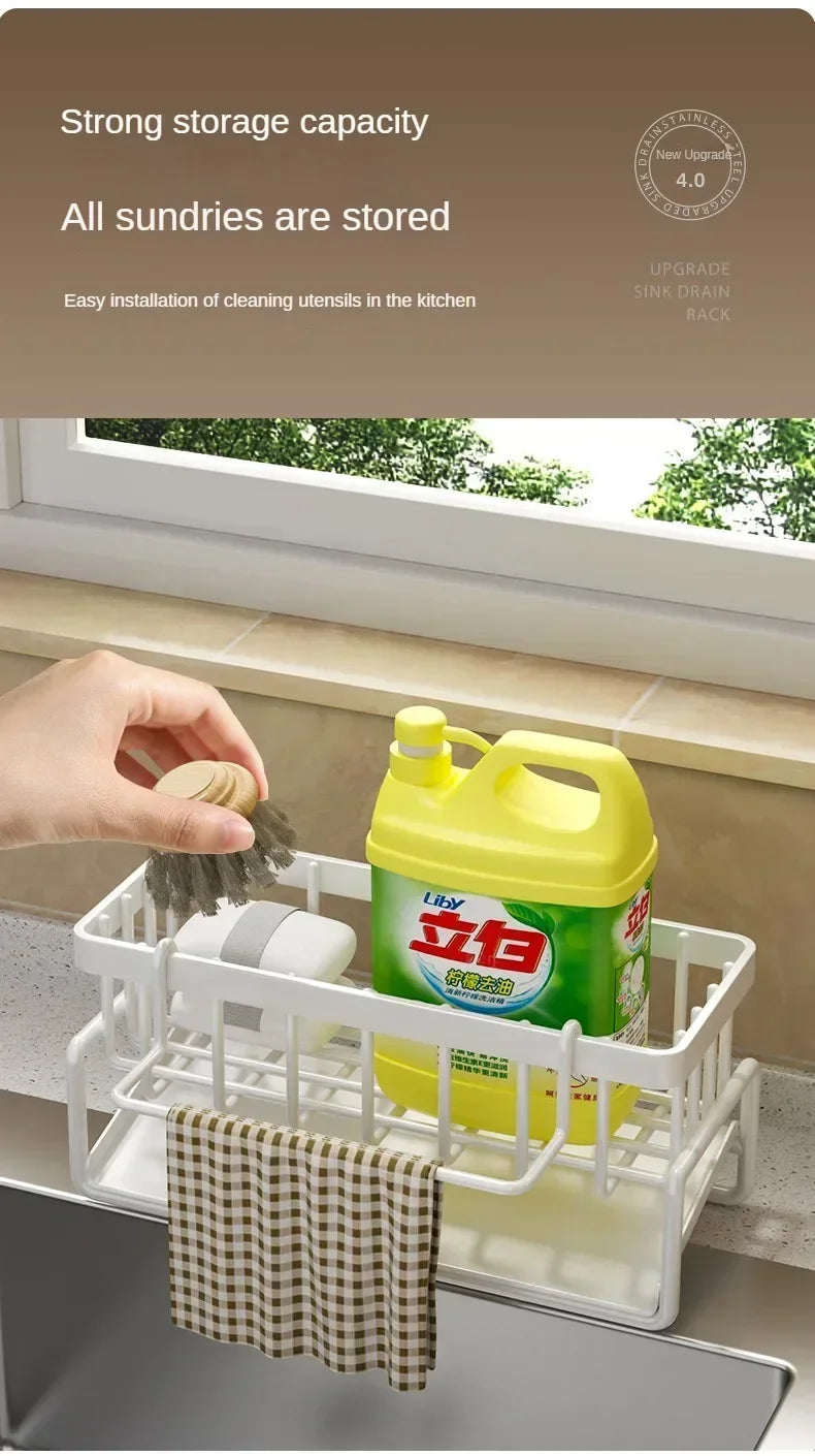 Estante de Cocina Multifuncional – Organizador de Trapos, Especias y Escurridor sin Taladro | Accesorio para Fregadero y Grifo Organizadores de cocinas NovaVitalShop