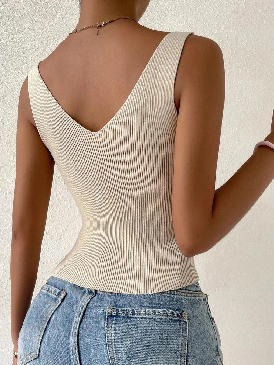 Summer Seduction: Crop Top Acanalado con Cordón Crop Tops / Camisetas de mujer sin mangas NovaVitalShop