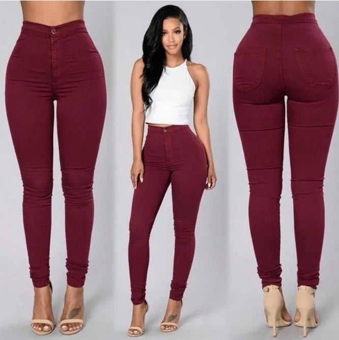 Jeans Skinny Mujer – Tiro Alto, Blanco & Negro, Estilo Vintage Sexy Casual (XS–2XL) Jeans Skinny Mujer NovaVitalShop