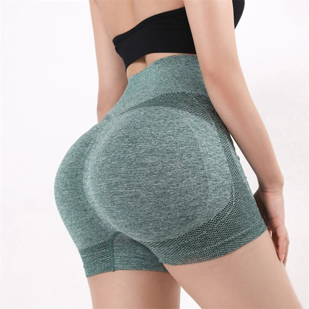 Shorts Deportivos para Mujer – Cintura Alta, Diseño Sin Costuras y Soporte Anatómico Acesorios Fitnees NovaVitalShop Green L-XL (65-90kg)