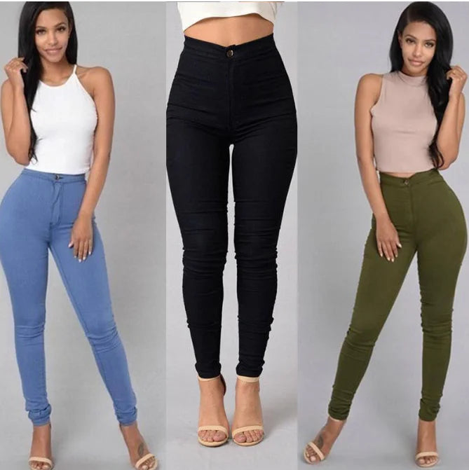 Jeans Skinny Mujer – Tiro Alto, Blanco & Negro, Estilo Vintage Sexy Casual (XS–2XL) Jeans Skinny Mujer NovaVitalShop