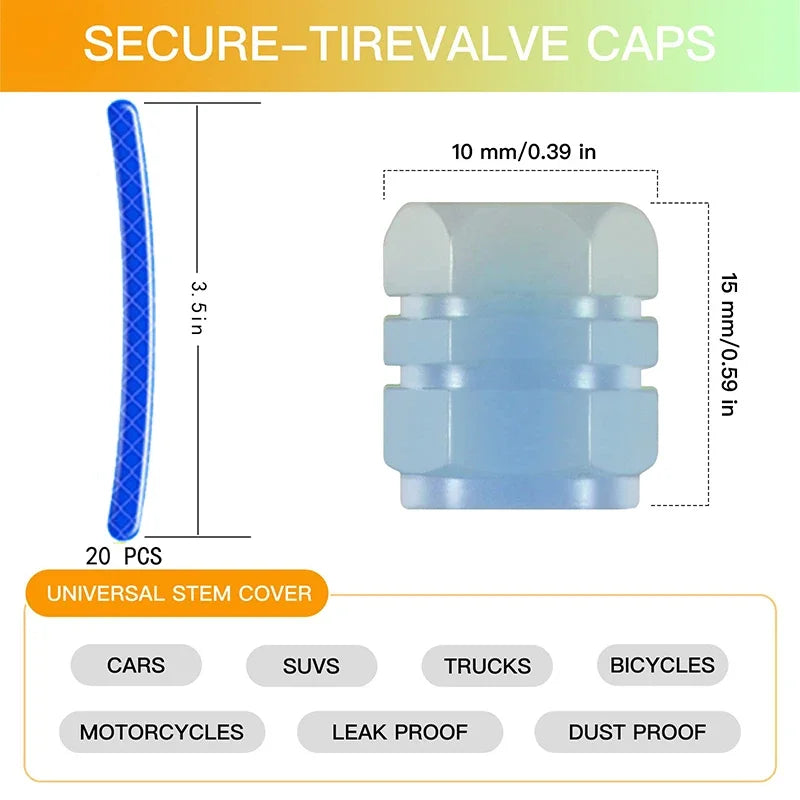 Kit Decorativo para Ruedas – 20 Stickers Reflectantes + 4 Tapas de Válvula Fluorescentes (Universal para Auto, Moto y Bicicleta) auto NovaVitalShop