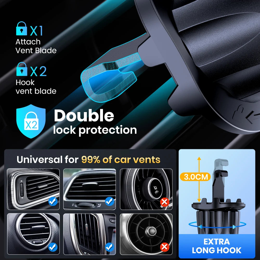 Soporte de Teléfono para Auto TOPK – Montaje por Gravedad en Ventilación de Aire (Compatible con iPhone y Android, 360°) auto NovaVitalShop