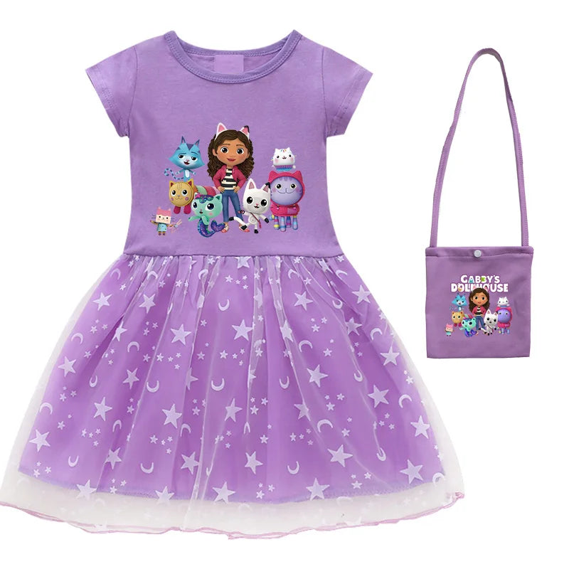 👗 Vestido de Verano Gabby’s Dollhouse – Princesa, Cosplay, con Bolso y Diadema Vestidos Infantiles NovaVitalShop