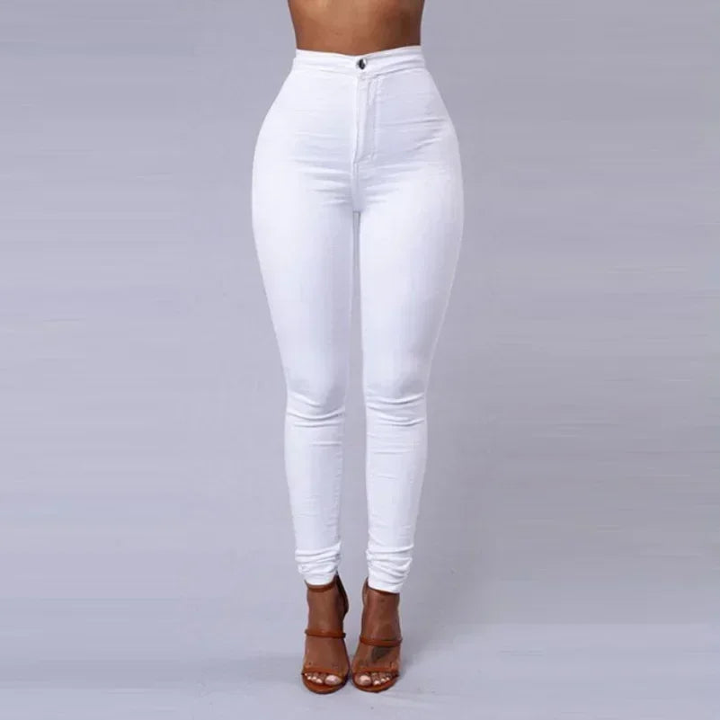 Jeans Skinny Mujer – Tiro Alto, Blanco & Negro, Estilo Vintage Sexy Casual (XS–2XL) Jeans Skinny Mujer NovaVitalShop