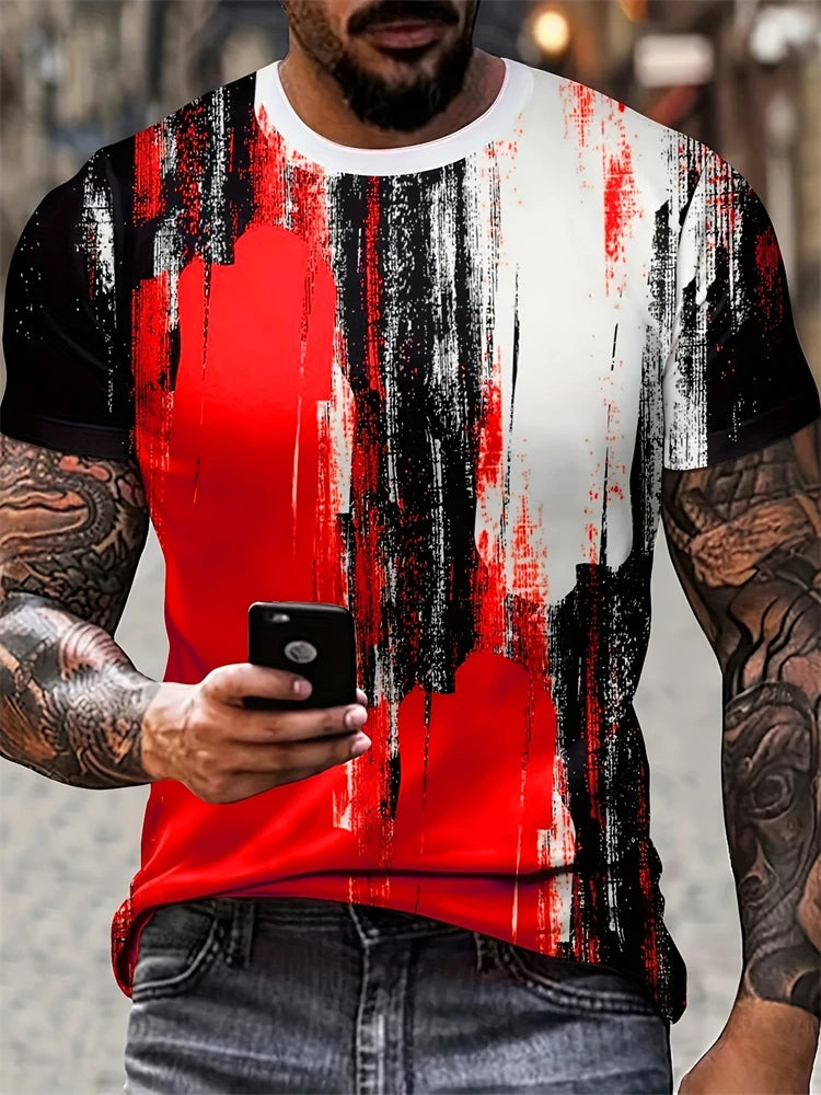 Camiseta VitalClassic Hombre – Oversized, Rayas Modernas, Cuello Redondo, Estilo Casual Verano Transpirable (S–2XL) Camisetas Vintage NovaVitalShop F202502250991573 M