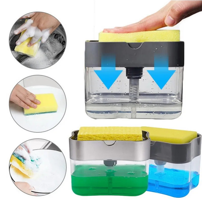 Dispensador Jabón VitalWash - 2 en 1 con Porta Esponja Cocina y Limpieza NovaVitalShop