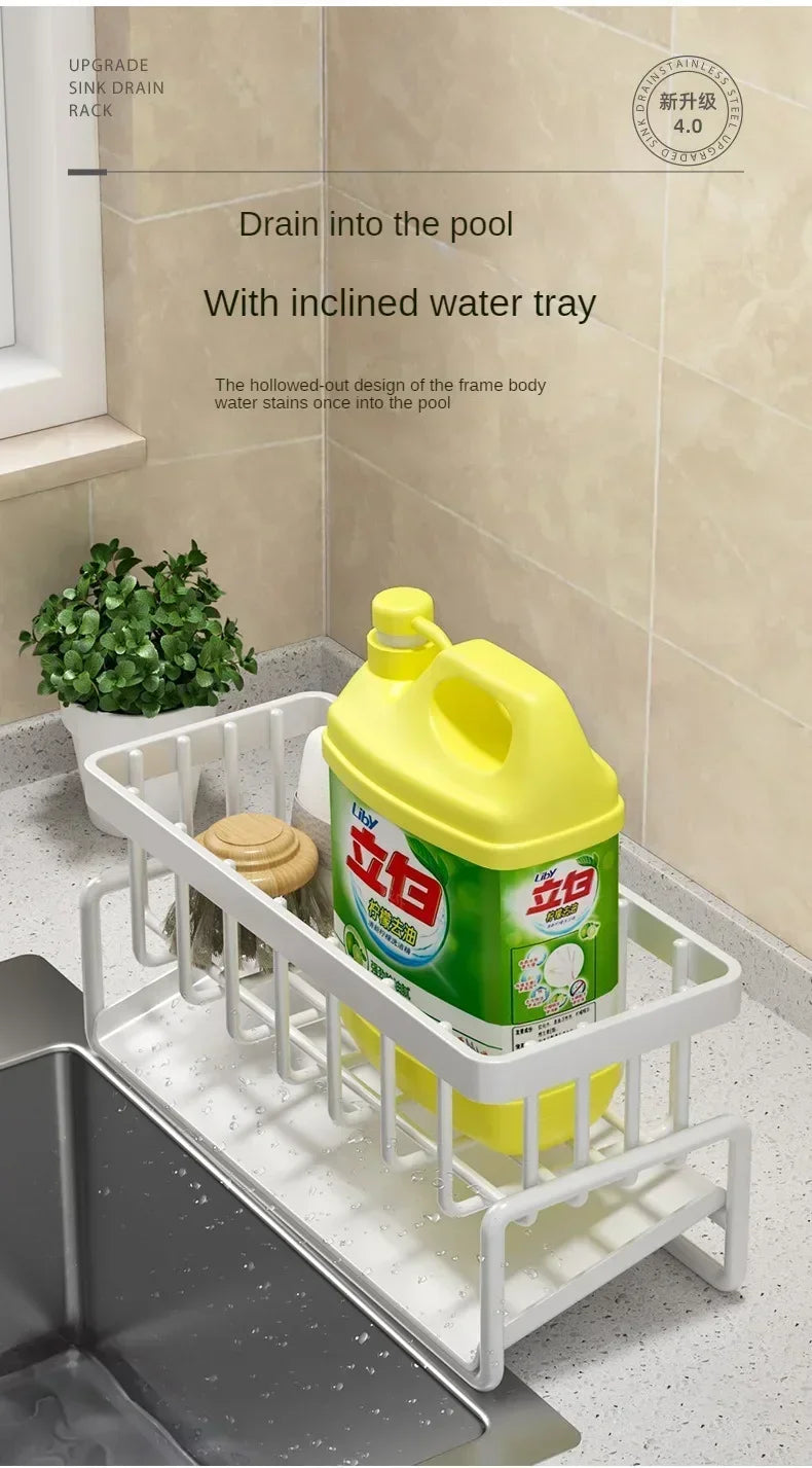 Estante de Cocina Multifuncional – Organizador de Trapos, Especias y Escurridor sin Taladro | Accesorio para Fregadero y Grifo Organizadores de cocinas NovaVitalShop