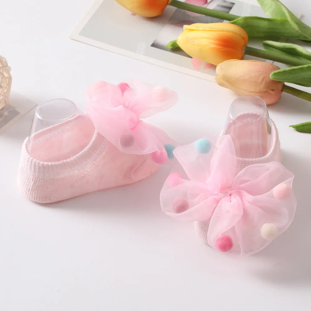 🧦 Medias Antideslizantes para Bebé – Algodón Suave, Moño Decorativo, Primavera/Otoño bebe NovaVitalShop