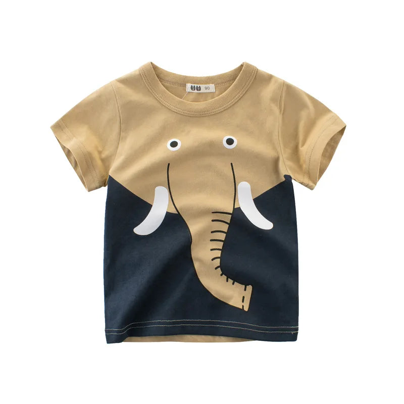 👕 Camisetas Infantiles de Verano OLEKID 2025 – Estampado de Dibujos Animados, Manga Corta, Niños 2–8 Años